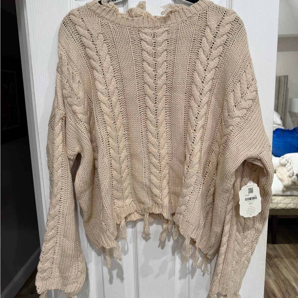 Altar'd State Cream Cable Knit Sweater